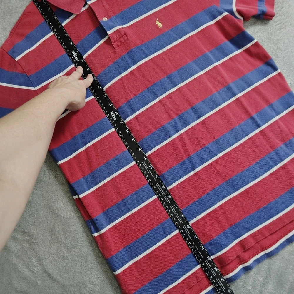 Polo By Ralph Lauren Vintage Striped Classic Collared Golf Polo Shirt Red‎ XL